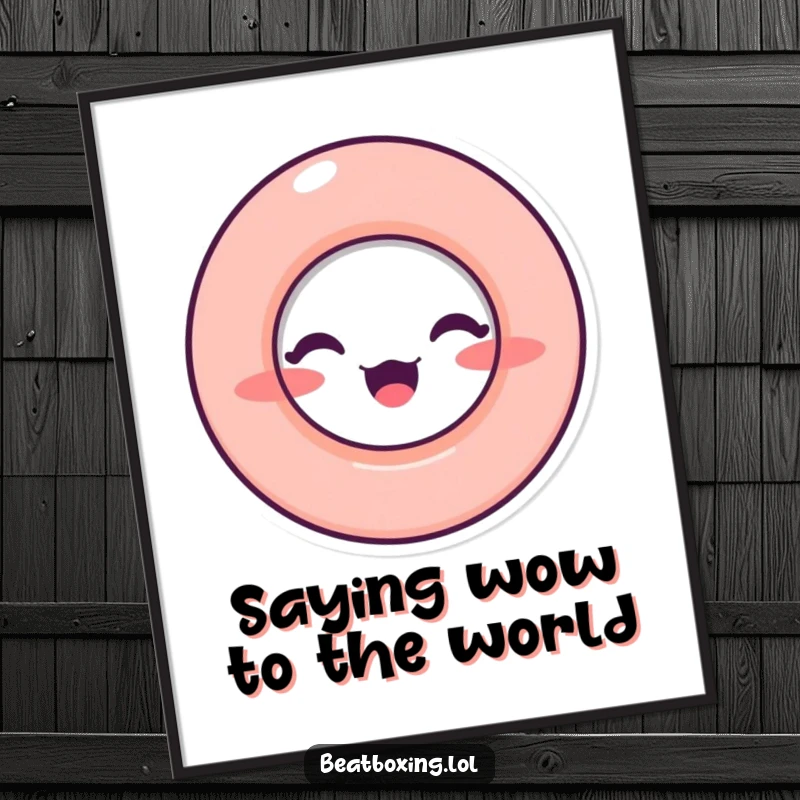 Funny free printable wall art of a character making a circular O shape with their mouth, suggesting vocalization or surprise.