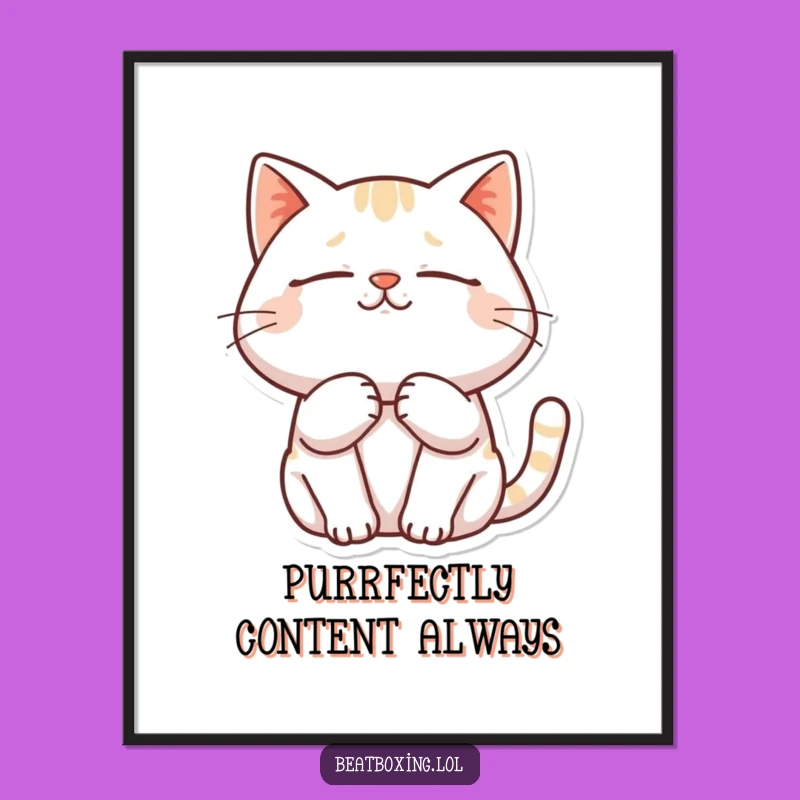 Free Printable Wall Art: Content Cat Bliss - Cozy Downloadable Decor