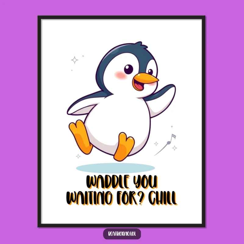 Funny Free Printable Penguin Wall Art: Slide Spin! Hilarious Downloadable Art for Stylish Decor