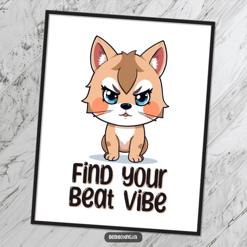 Funny Free Printable Wall Art depicting an animal character with laser focus, completely immersed in the rhythm of a beat.