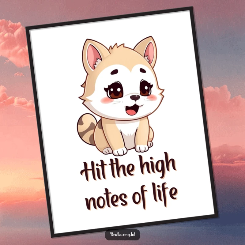 Funny Free Printable Wall Art, an adorable animal with eyes fixed in concentration, mouth open mid-song, creating a musical atmosphere.