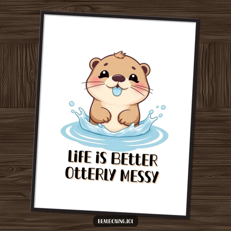 Funny Free Printable Wall Art: A playful otter character splashing water, making a gurgling sound, bringing aquatic fun to your decor.
