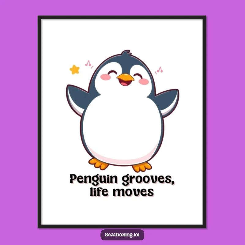 Free Printable Penguin Wall Art - Funny Dancing Penguin Downloadable Art