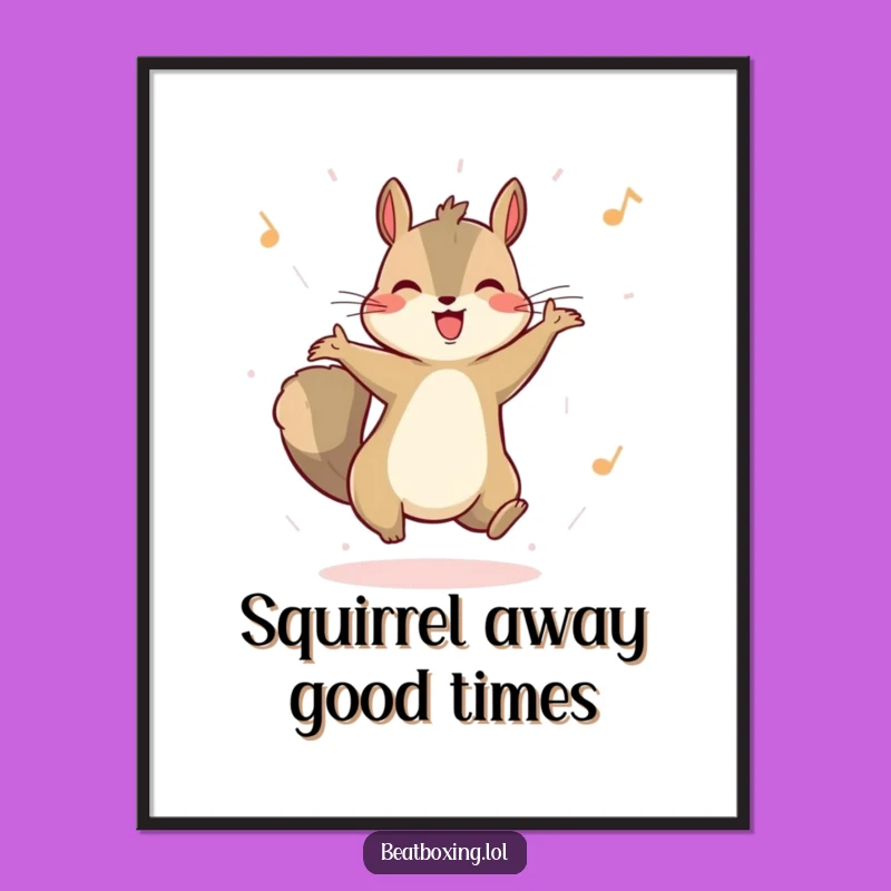 Free Printable Wall Art: Joyful Squirrel Bounce - Whimsical Downloadable Decor
