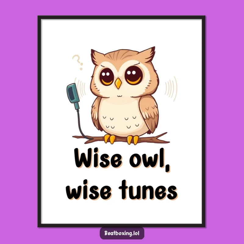 Funny Free Printable Wall Art: Thoughtful Owl & Sound Wave, Quirky Downloadable Decor for Intellects