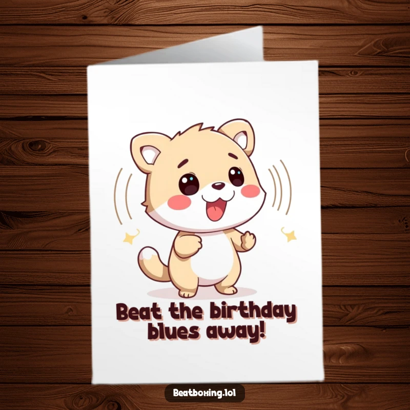 Funny Free Printable Birthday Card featuring a happy animal creating colorful sound waves, perfect for a music lover.