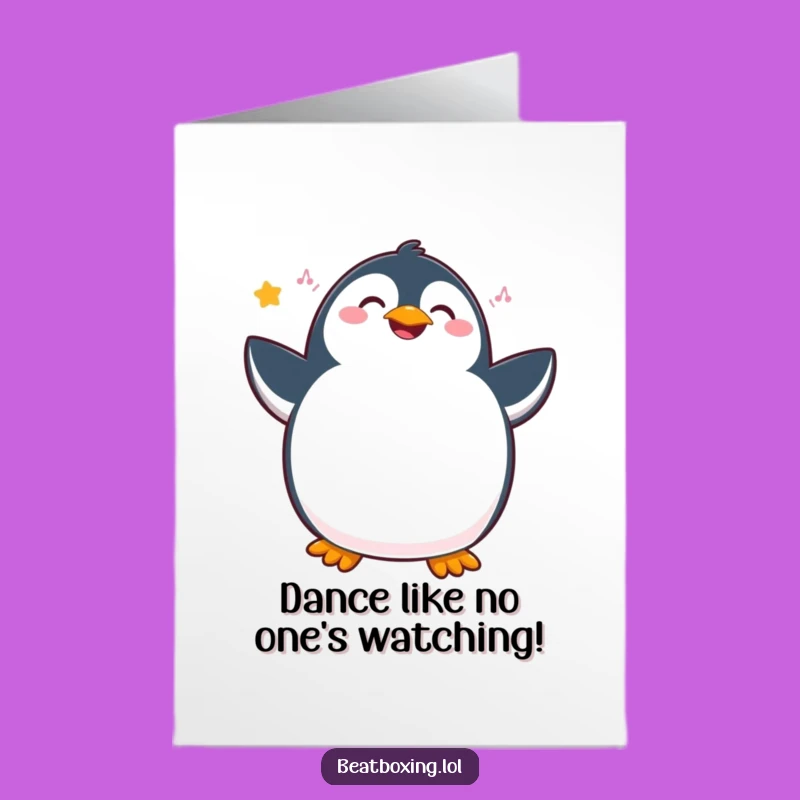 Free Printable Penguin Birthday Card - Funny Dancing Penguin Downloadable Gift