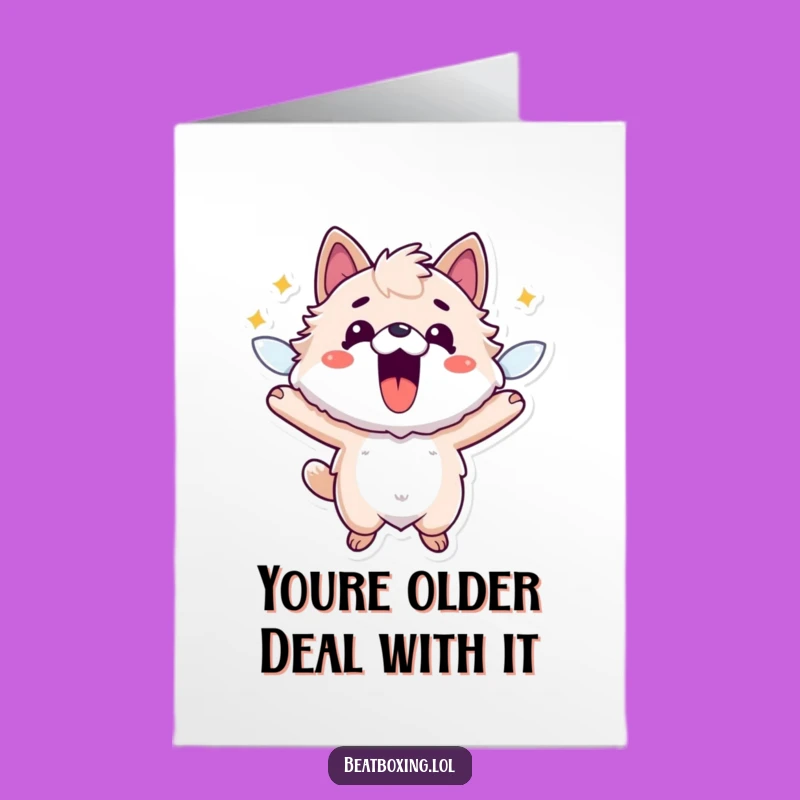Free Printable Birthday Card: Energetic Fuzzy Animal Funny Downloadable Gift