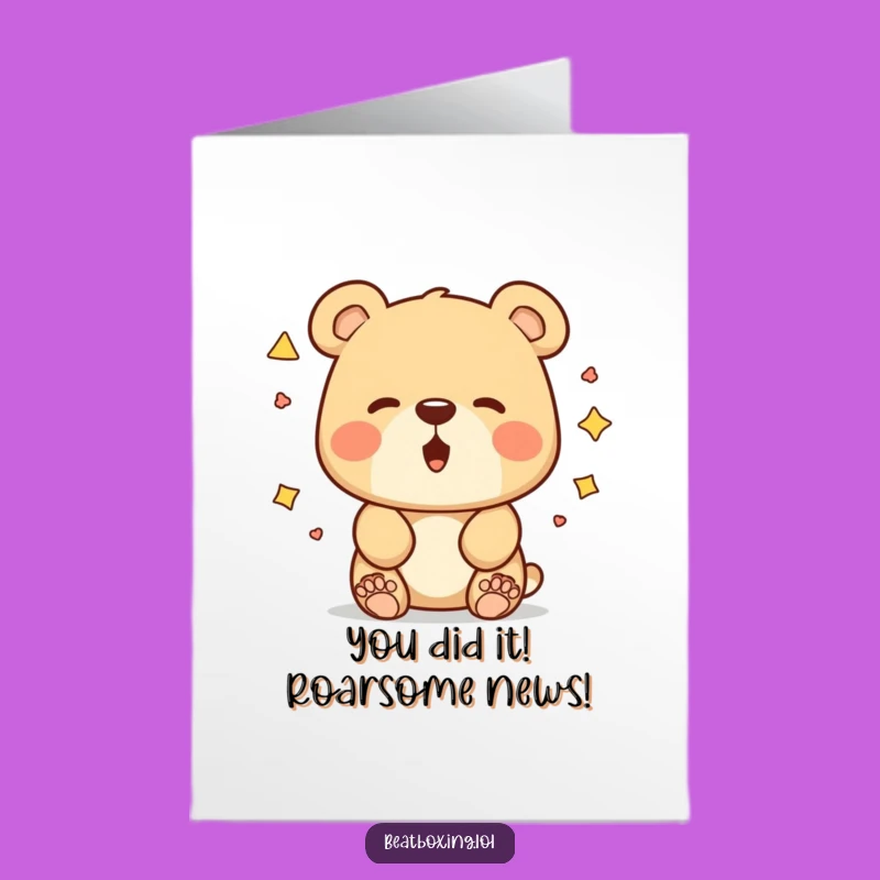 Free Printable Bear Congrats Card: Funny Sound Experiment Downloadable Gift