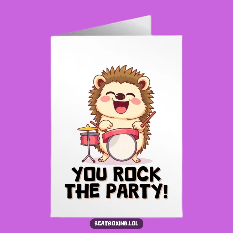 Free Printable Congrats Card: Drumming Hedgehog - Funny Downloadable