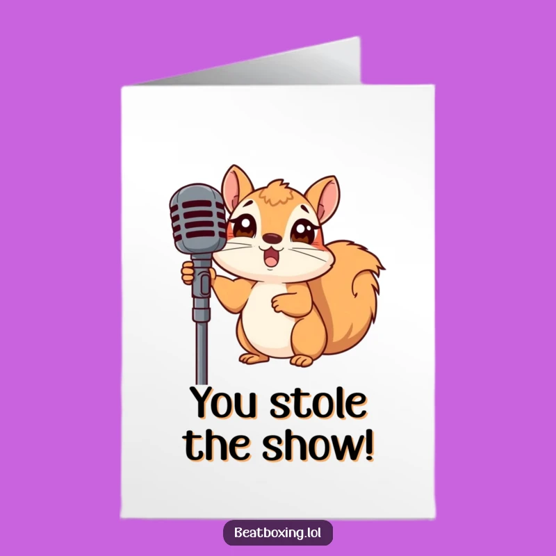 Free Printable Congrats Card: Surprised Squirrel Performer - Funny Downloadable