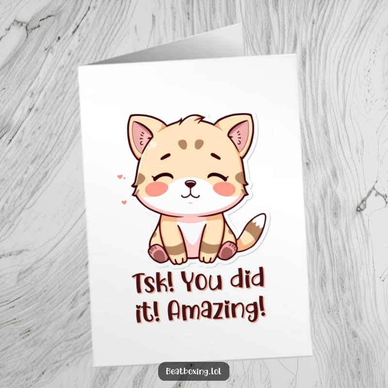 Funny Free Printable Congratulations Card with an animal making a 'tsk' sound, celebrating achievements with a humorous twist.