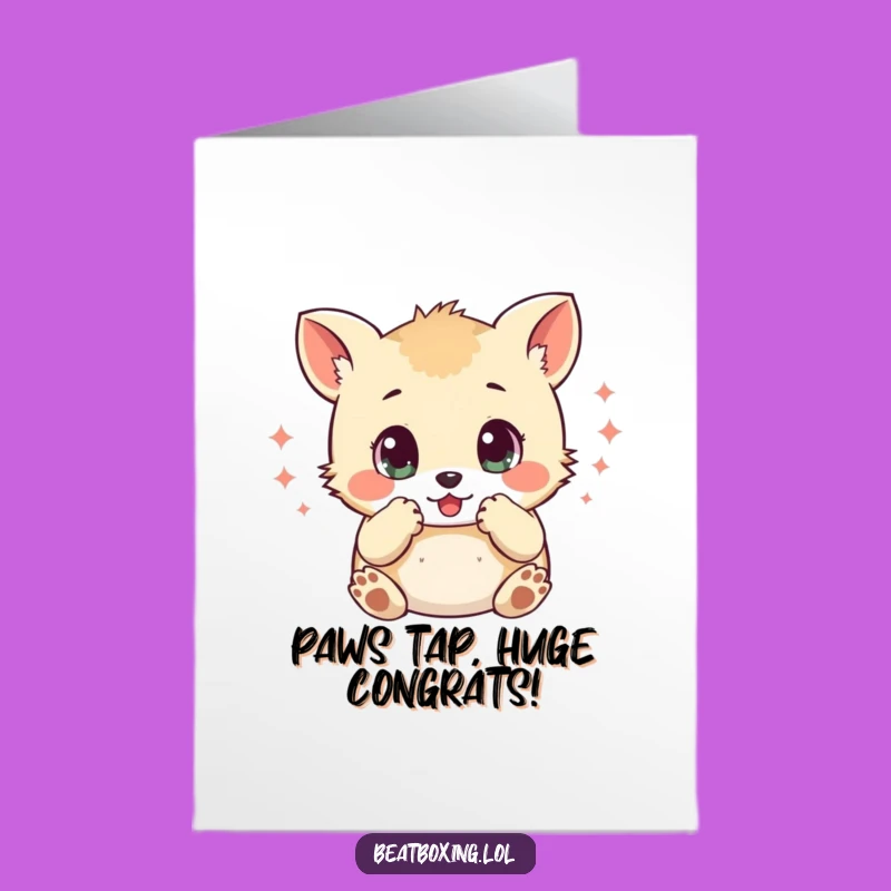 Free Printable Congrats Card: Wide-Eyed Percussion Animal - Joyful Downloadable Gift