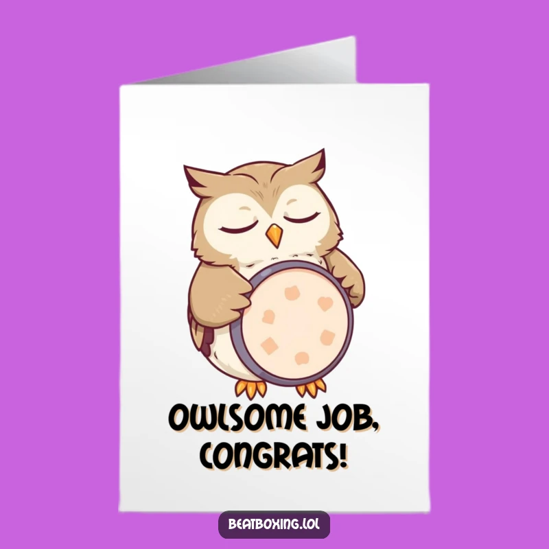 Free Printable Sleepy Owl Congrats Card - Funny Drummer Downloadable Gift