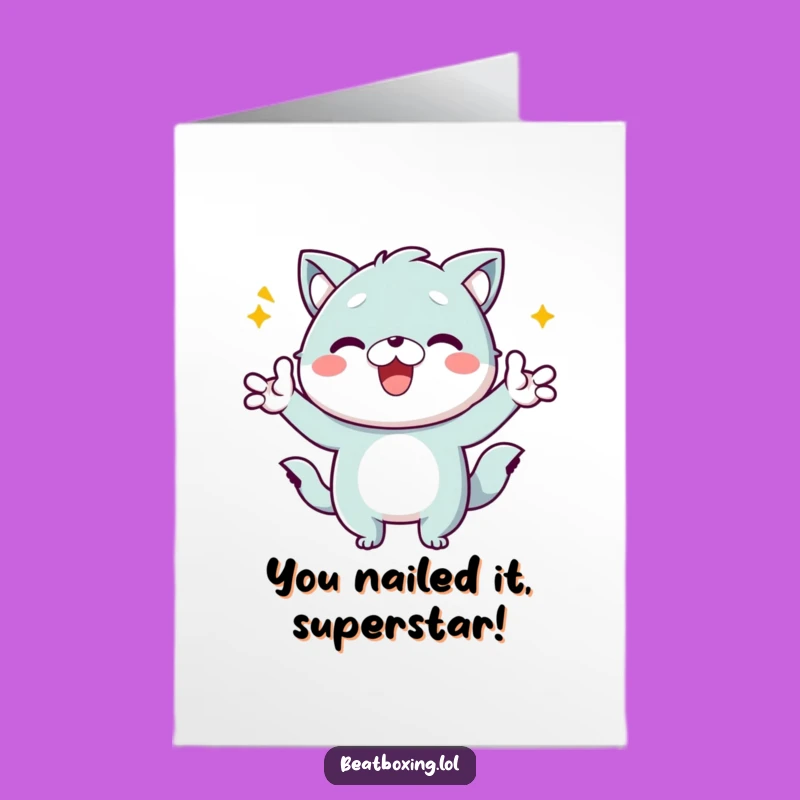 Free Printable Congrats Card: Energetic Kawaii Animal Cheer, Exciting Downloadable