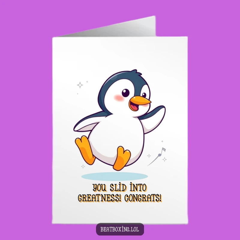 Free Printable Penguin Congrats Card: Spin! Humorous Downloadable DIY Celebration
