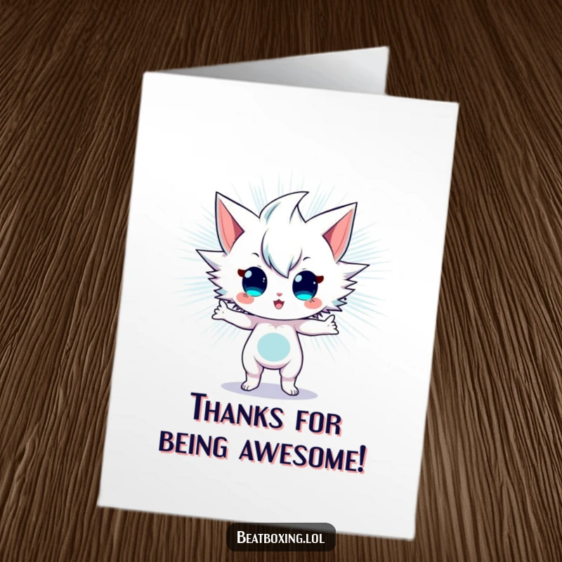 Funny free printable thank you card of an energetic character radiating sonic vibrations, sending waves of gratitude.