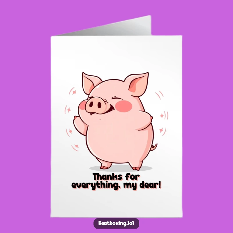 Free Printable Pig Thank You Card: Rhythmic Grunt Downloadable Gift