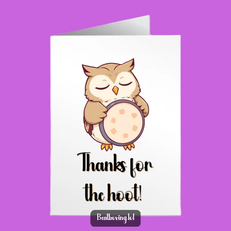 Free Printable Sleepy Owl Thank You Card - Funny Drummer Downloadable Gift