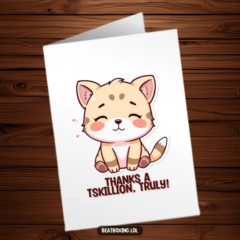 Funny Free Printable Thank You Card showing an animal making a 'tsk' sound, conveying gratitude with humor.