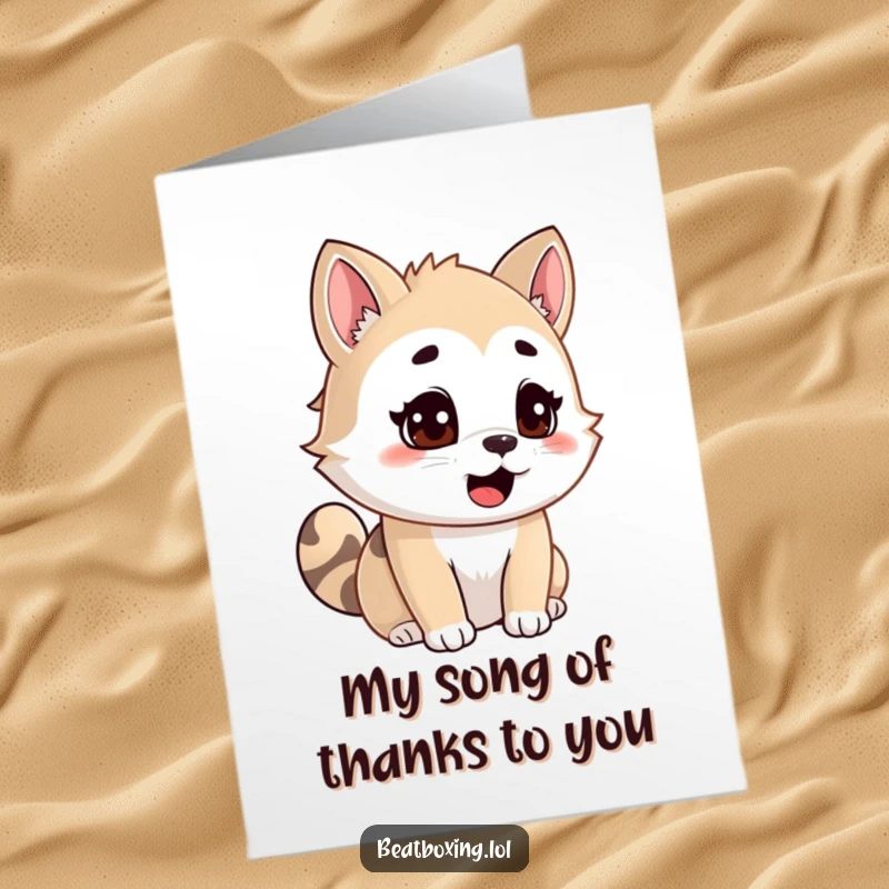 Funny Free Printable Thank You Card, an adorable animal concentrating hard, vocalizing a song of thanks, conveying deep appreciation.