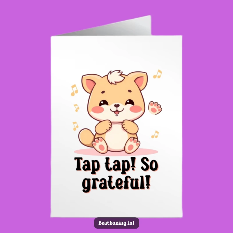 Free Printable Thank You Card: Tapping Paws Animal - Rhythmic Downloadable Gift