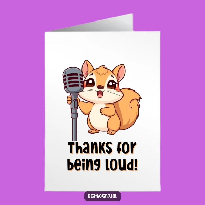 Free Printable Thank You Card: Surprised Squirrel Singer - Funny Downloadable