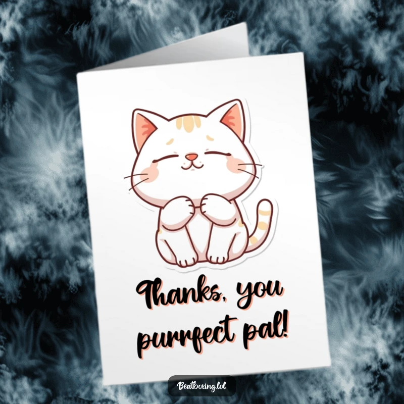 Funny Free Printable Thank You Card: A cat purring contentedly with closed eyes for thanks.
