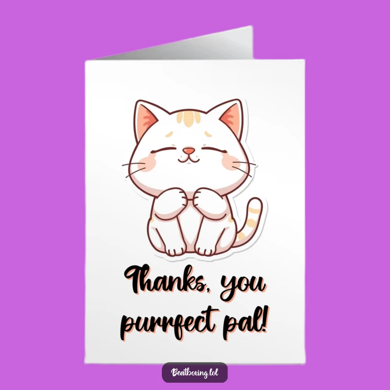 Free Printable Thank You Card: Content Cat Purring Thanks Softly