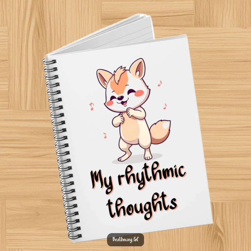 Funny notebook cover with an animal character tapping out a complex beat on its limbs, inspiring creativity.