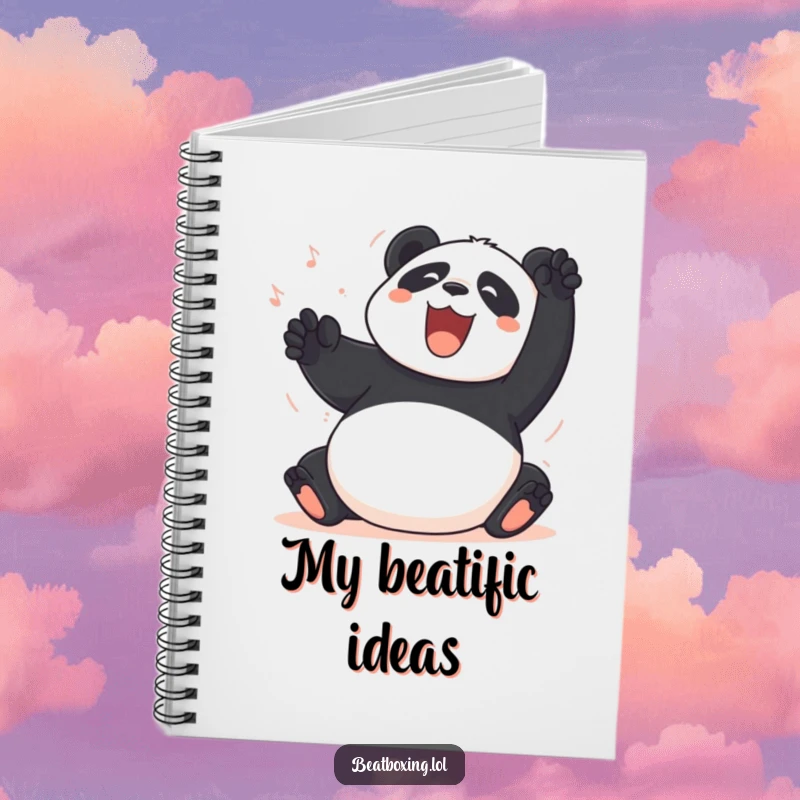 Funny Panda Notebook: A jubilant panda enthusiastically slaps its belly, creating funny percussive sounds, perfect for jotting down notes.