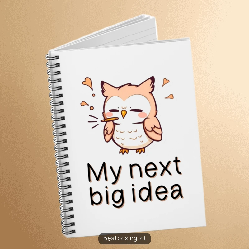 Funny Owl Notebook: An owl character blowing air out for a 'p' sound, perfect for jotting down notes with a smile.