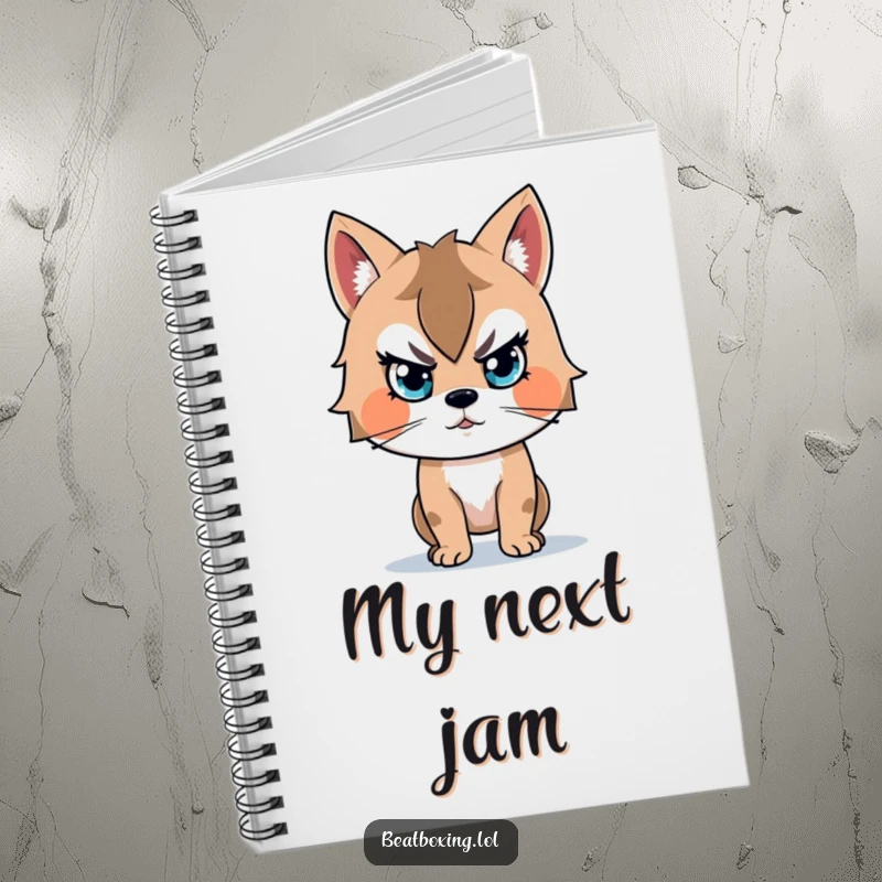 Funny notebook featuring an animal character intensely focused on a beat, ideal for capturing musical ideas.