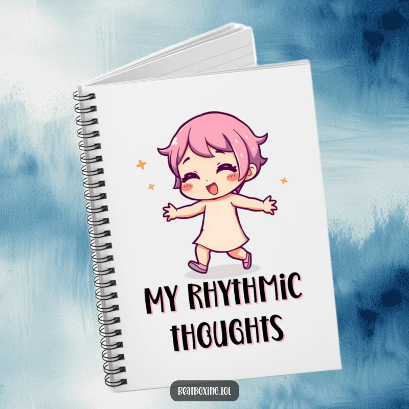 Funny Notebook cover featuring a character with a playful expression, body demonstrating rhythmic movement, perfect for notes and sketches.