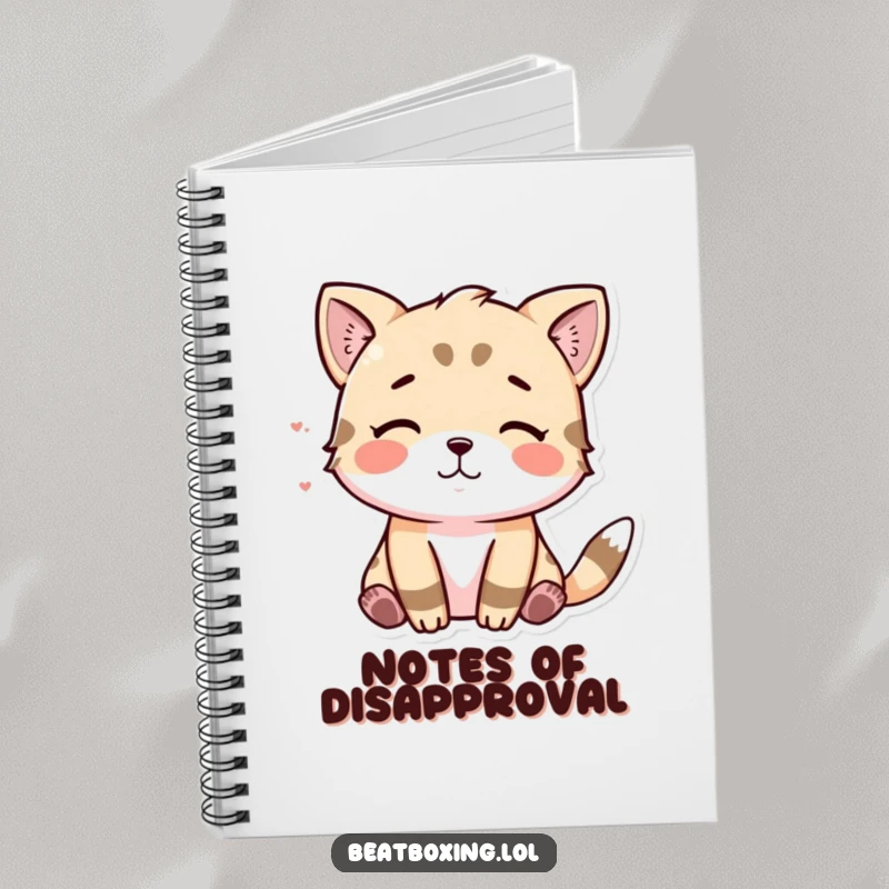 Funny notebook cover with an animal character visually making a 'tsk' sound, inspiring witty writing.