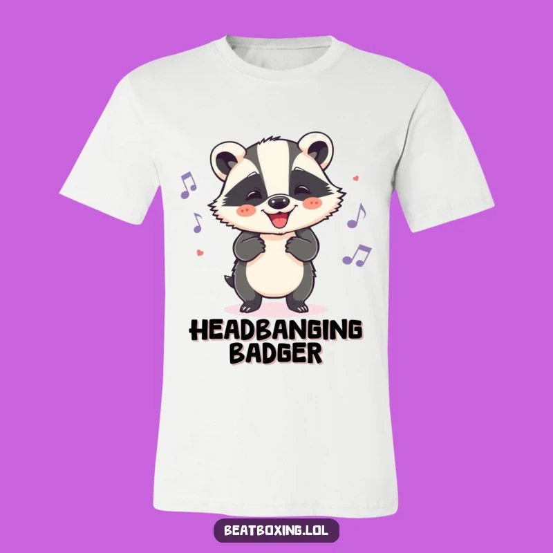 Funny Badger Groove T-Shirt: Cheerful Head Nods, Hilarious Music Gift