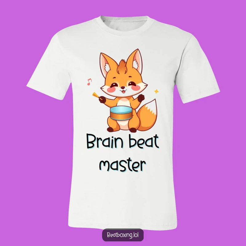 Funny Fox Drumming T-Shirt: Cheerful Head Rhythms Humor Tee Gift
