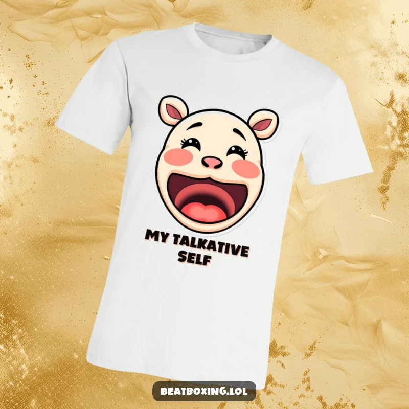 Funny Mouth T-Shirt: Cute, exaggerated mouth shapes creating various sound effects, designed for playful expression.