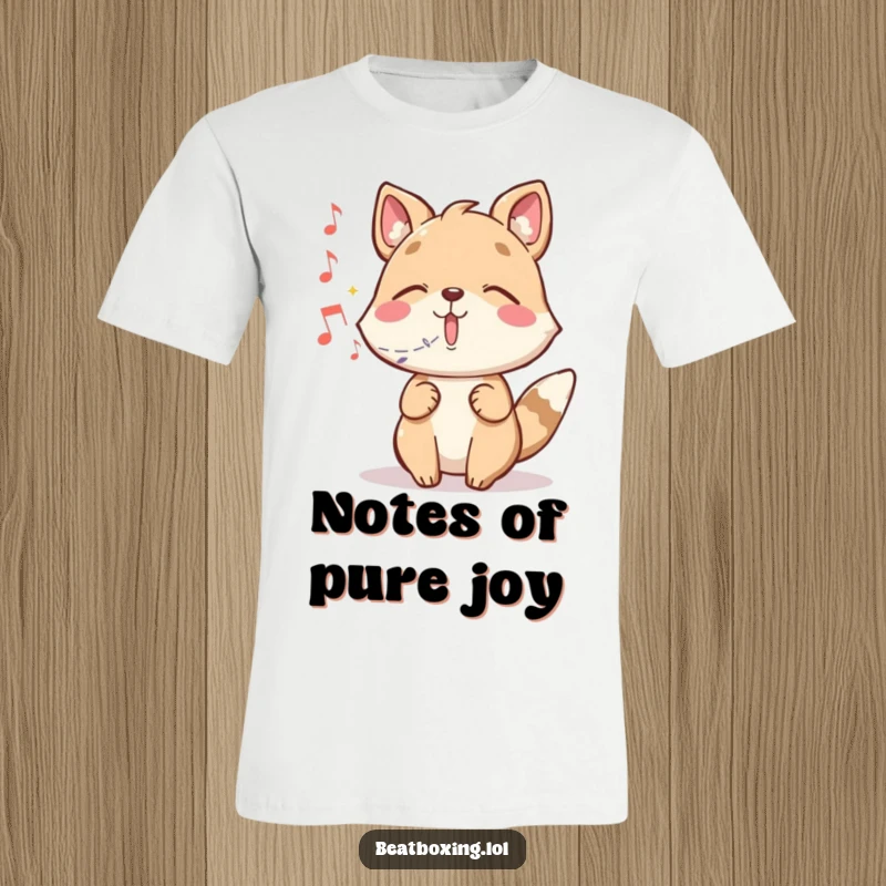 Funny t-shirt featuring a whimsical animal character magically creating musical notes with its voice.