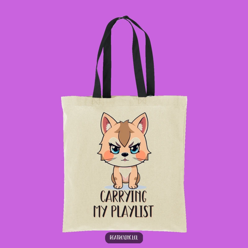 Funny Beat-Focused Animal Tote Bag: Carry Your Music Passion Everywhere!