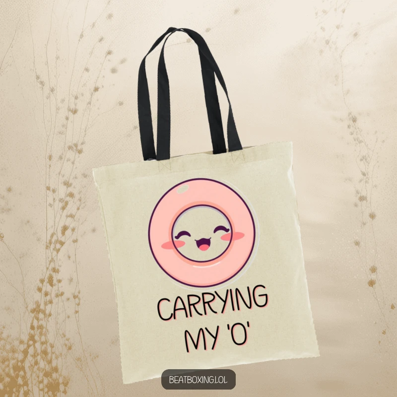 Funny Tote Bag featuring a character with a large circular 'O' mouth, symbolizing vocalization and perfect for carrying daily items.