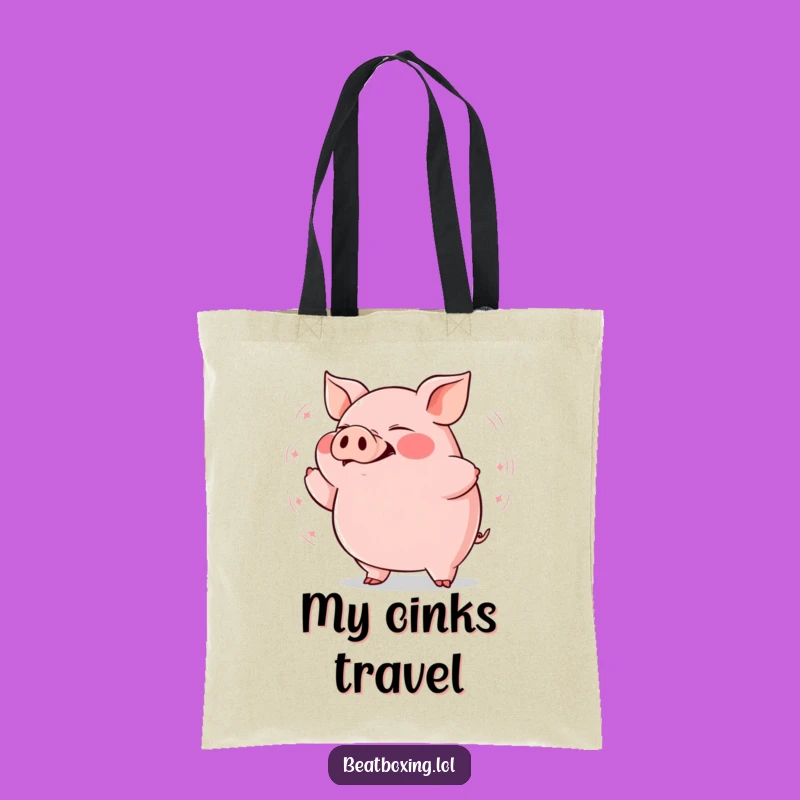 Funny Plump Pig Grunting Tote Bag: Carry Your Bass Vibes