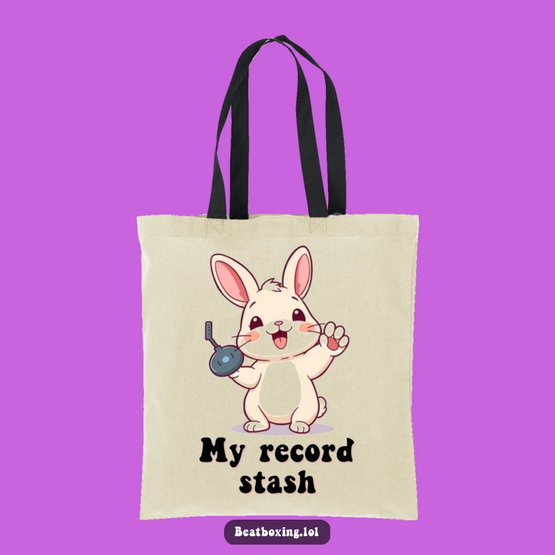 Funny Rabbit Record Scratch Tote Bag - Stylish Music Accessory for Groovy People