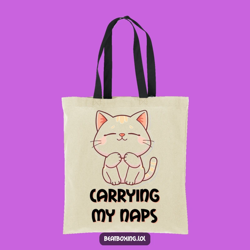 Funny Tote Bag: Contented Purring Cat - Carry Your Calm Everywhere!